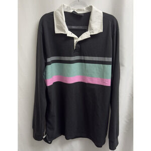 No Boundaries Long Sleeve Polo Men's Size Medium M (38-40) Black